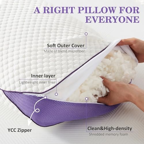 HOMELAB Cooling Adjustable Shredded Memory Foam Pillow, King 20x34, 1 Pack - Image 5