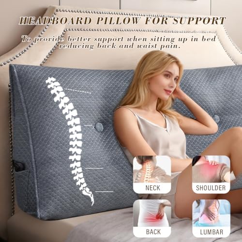 Wedge Headboard Pillow for Bed, Full Dorm Headboard Pillow Support for Sitting - Image 5