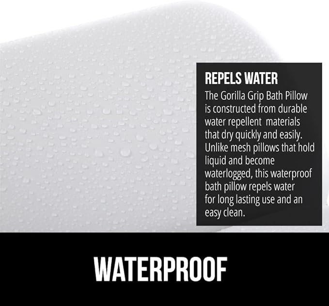 GORILLA GRIP Bath Pillow for Tub, Headrest for Neck and Back Support, Luxury Bathtub Pillows, Hot Tub Cushions, Bathroom Accessories for Women, Relaxing Spa Gifts for Mom Wife Girlfriend 2 Panel White