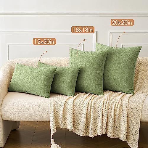 MIULEE Soft Chenille Lumbar Throw Pillow Covers Sage Green 12x20 Pack of 2 - Image 4