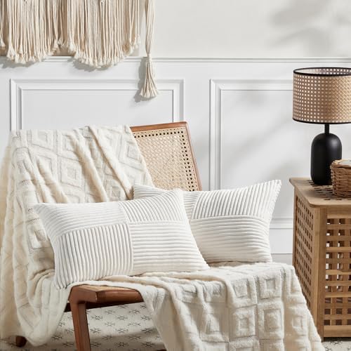 Fancy Homi 2 Packs Cream White Lumbar Decorative Throw Pillow Covers 12x20 Inch - Image 6