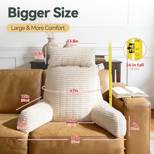 24" Large Reading Pillow with Detachable Neck Roll - Image 2