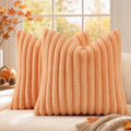 decorUhome Fall Faux Fur Throw Pillow Covers 26x26 Set of 2 Light Orange by decorUhome