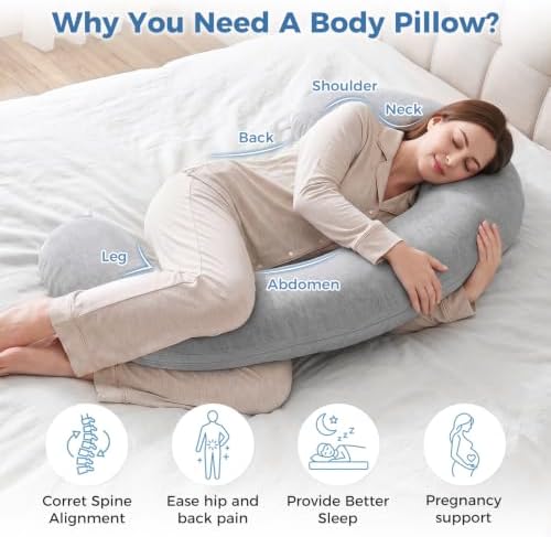 SweetSlubr Body Pillow, Memory Foam Pregnancy Pillow Leg Pillow 47.2x9.8in - Image 2