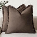 Foindtower Decorative Linen Fringe Throw Pillow Covers 18×18 Reddish Brown by Foindtower