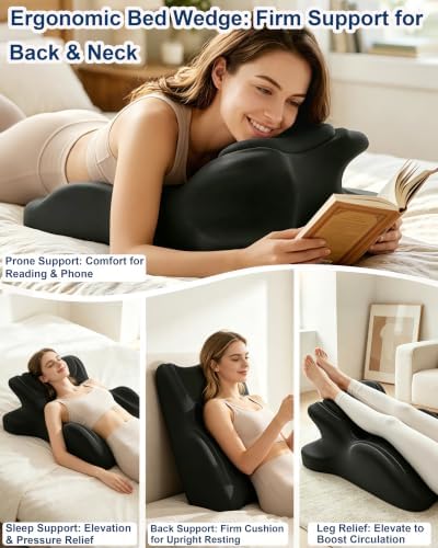 Ergonomic Memory Foam Wedge Pillow, 27° Bed Wedge Support - Image 5