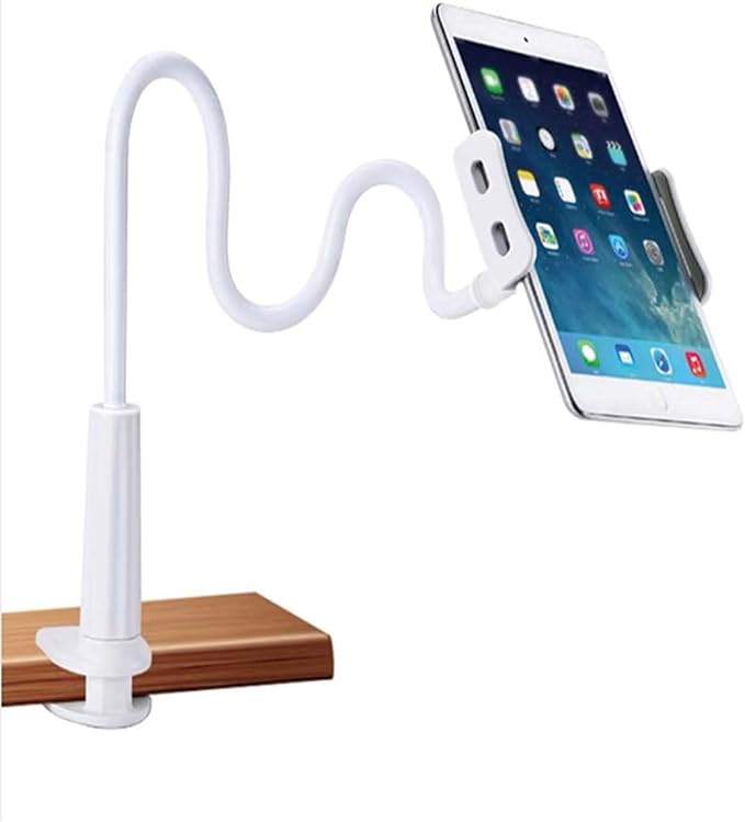 Phone Holder,gooseneck Phone Holder,360° Rotate Support Rod One-Hand Adjustable Cell Phone Holder,for Desk Headboard Nightstand. (White)
