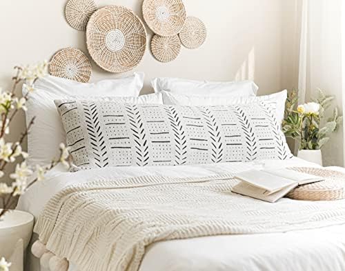 BlissBlush White Soft Chenille Boho Body Pillow Cover 20x54, Decorative - Image 5