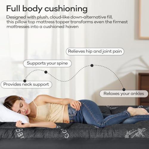 OLANLY Full Bamboo Viscose Cooling Mattress Topper, Dark Gray - Image 5
