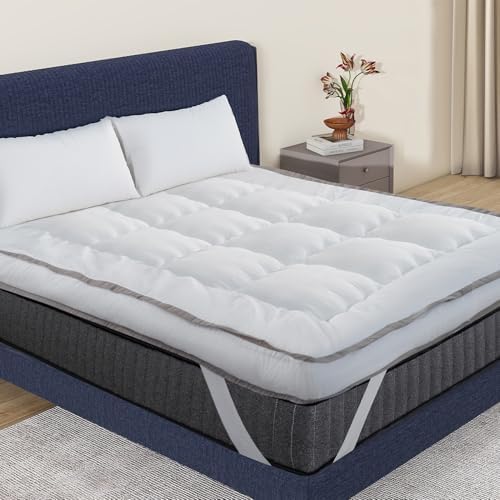 QUEEN ROSE Mattress Topper Queen, Extra Thick Pillow-Top Mattress Pad Bed Covers by QUEENROSE