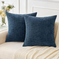 MIULEE Soft Chenille Throw Pillow Covers Blue 16x16 Inch Pack of 2 by MIULEE