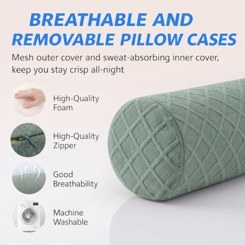3.9" Small Neck Roll Memory Foam Pillow Cylinder, Detachable Cover - Image 4