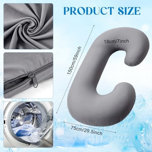 Hahafelt Cooling Pregnancy Pillow Cover 59 Inch Large C Shaped Full Body - Image 2