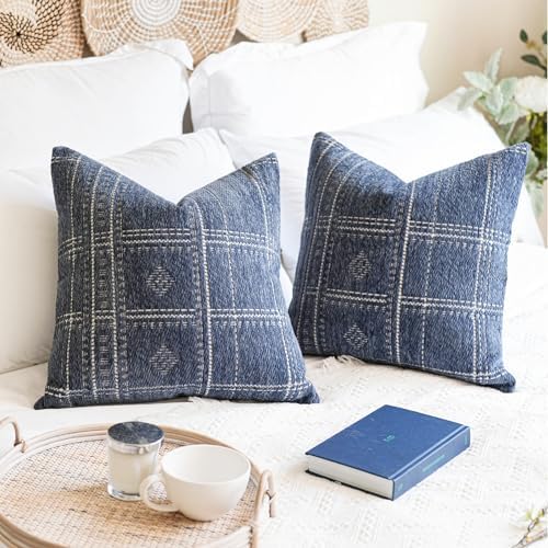 BlissBlush Decorative Throw Pillow Covers 20x20 Set of 2, Boho Textured by BlissBlush