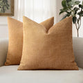 MIULEE Textured Chenille Throw Pillow Covers 18x18 Inch Golden Brown by MIULEE