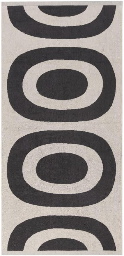MARIMEKKO Melooni Terry Cotton Bath Towel (Charcoal) – Natural Forms Patterned Bath Towels – 59 in x 28 in