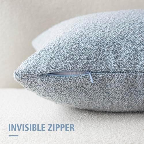 Foindtower Decorative Textured Boucle Throw Pillow Covers 18x18 Light Blue - Image 3