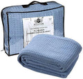 HILLFAIR 100% Combed Cotton Blanket– Queen Bed Blanket– Soft Cozy Warm Multipurpose Throws for Luxury Home Decor– 90 x 90 inch Queen Size Cotton Blankets for Beds- Bed Blankets for All Season- Blue