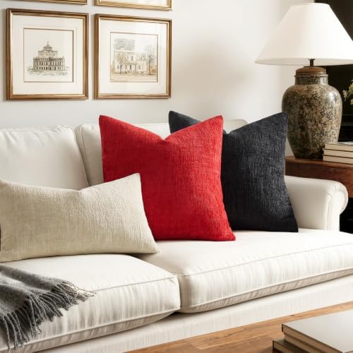 MIULEE Christmas Couch Pillow Covers Textured Chenille 24x24 Red - Image 5