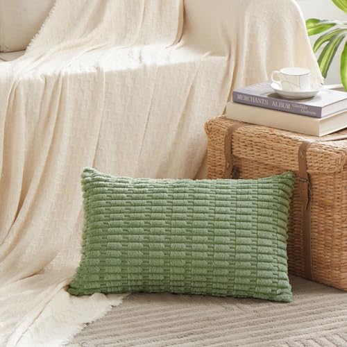 Fancy Homi Sage Green Lumbar Decorative Throw Pillow Covers 14x24 Inch by Fancy+Homi