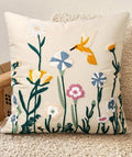 Embroidered Throw Pillow Cover 18x18 Inch, Flower Bird by Kokaaee