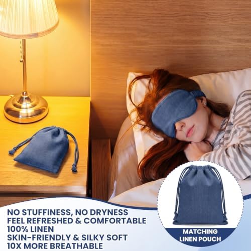 1 Set Pure Linen Sleep Mask Organic Cotton Eye Cover Gift - Image 4
