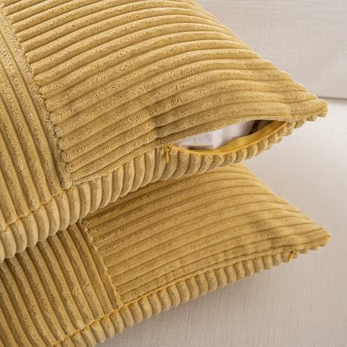Fancy Homi 2 Packs Mustard Yellow Lumbar Decorative Throw Pillow Covers 12x20 - Image 4