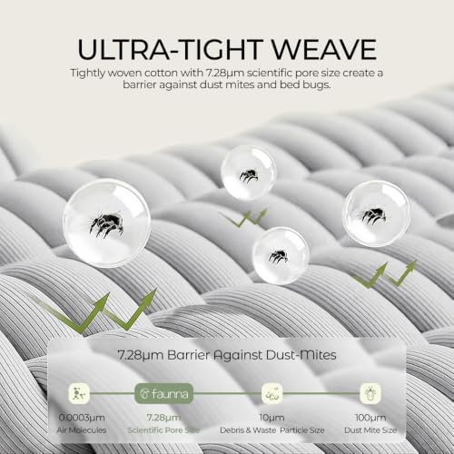 FAUNNA 100% Cotton Mattress Encasement Bed Bug Dust Mite Cover, Full 16 - Image 3