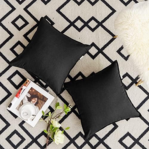 Jeanerlor Pack of 2 24 x 24 Inch Cotton Linen Soft Soild Decorative Square - Image 3