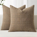 MIULEE Linen Plaid Pillow Covers Fall Decorative Euro 24x24 Light Brown by MIULEE
