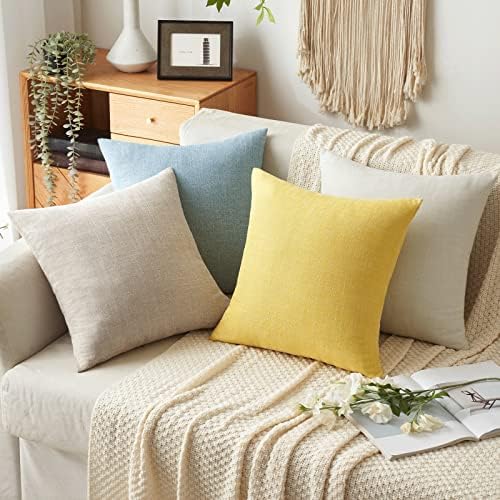 MIULEE Pack of 2 Decorative Linen Burlap Textured Pillow Covers Farmhouse Boho - Image 4