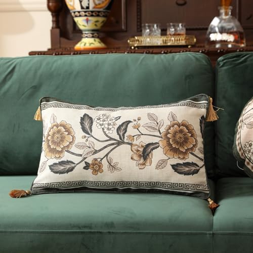 ISAENNE Vintage Linen Rectangle Throw Pillow Cover - Image 2