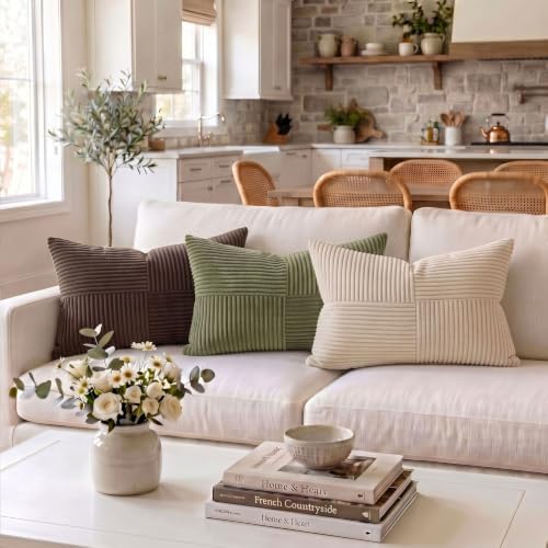 Fancy Homi 2 Packs Olive Green Lumbar Decorative Throw Pillow Covers 16x26 Inch - Image 2