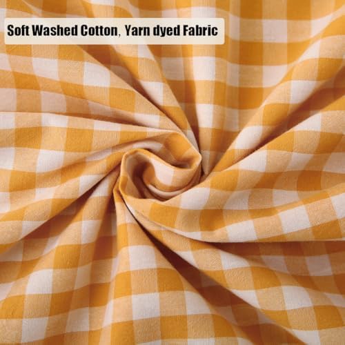 Mywinlle Mustard Yellow Gingham Ruffle Pillow Shams Standard Size Set of 2 - Image 6