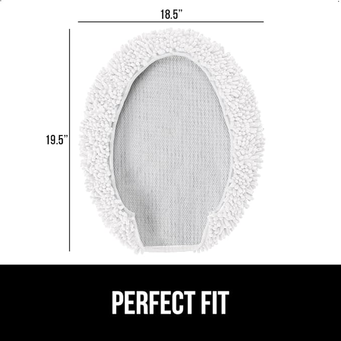 GORILLA GRIP Soft Chenille Bathroom Toilet Lid Cover, Machine Washable Seat Covers, 19.5x18.5, Stays in Place Rubber Backing, Fits Most Round, Elongated and Oblong Lids, Decor, Bright White