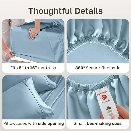 California Design Den 2-Pack Soft 100% Cotton Queen Bed Sheet Set, Sky Blue - Image 5