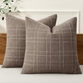 MIULEE Linen Plaid Pillow Covers Fall Decorative 20x20 Taupe by MIULEE