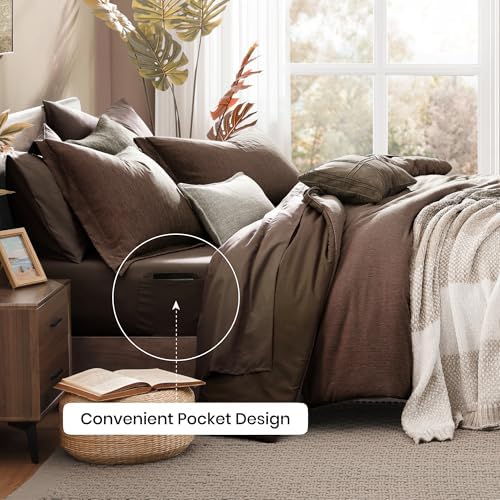 Monbix California King Comforter Set 7 Pieces Chocolate Brown Bed in a Bag - Image 4