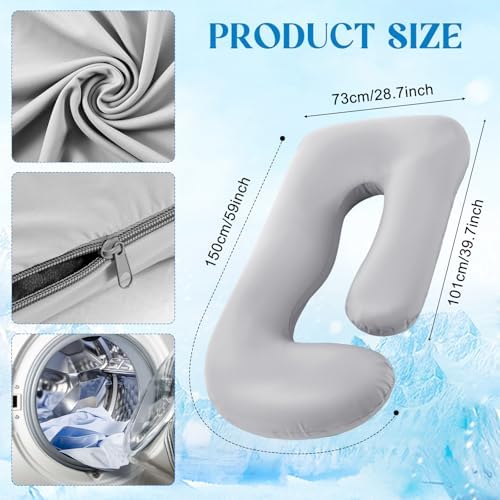 Hahafelt Cooling Pregnancy Pillow Cover 59 Inch Large J Shaped Full Body - Image 2