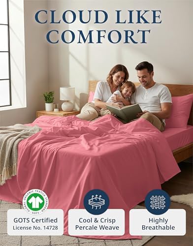 LANE LINEN Queen Sheets 100% Organic Cotton Percale Cooling - Image 2