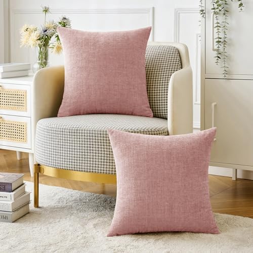 MIULEE Soft Chenille Throw Pillow Covers Blush Pink 18x18 Inch Pack of 2 - Image 5