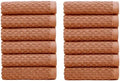 COTTON CRAFT Euro Spa Waffle Wash Cloth - Set of 12 Mocha Washcloth by COTTONCRAFT