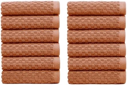 COTTON CRAFT Euro Spa Waffle Wash Cloth - Set of 12 Mocha Washcloth by COTTONCRAFT