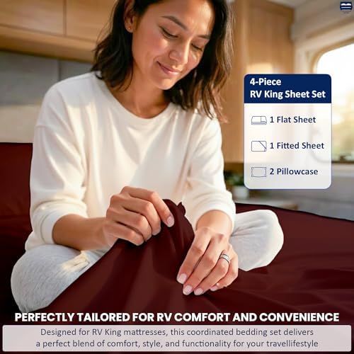 Cottingon 4 Piece RV King Sheets Fits 15" Deep, Egyptian Cotton - Image 6