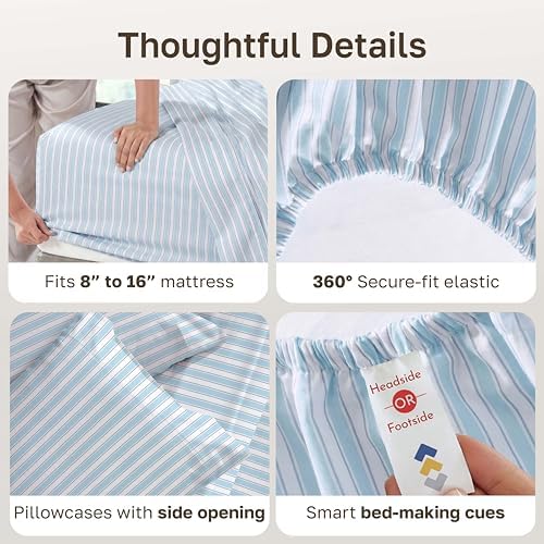 California Design Den 100% Cotton Sateen Deep Pocket King Sheet Set - Image 5