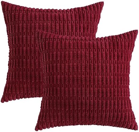 MIULEE Christmas Corduroy Decorative Throw Pillow Covers 20x20 Burgundy Pack of - Image 6