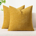 MIULEE Soft Chenille Throw Pillow Covers Mustard Yellow 20x20 Pack of 2 by MIULEE