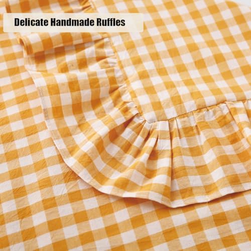 Mywinlle Mustard Yellow Gingham Ruffle Pillow Shams Standard Size Set of 2 - Image 5