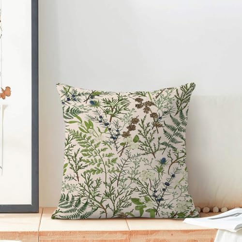 AEIOAE Spring Pillow Covers 22x22 Inch Set of 2, Vintage Sage Green Wild Flower - Image 3