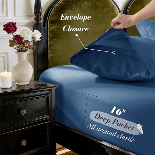 SONORO KATE 100% French Linen King Size Sheets Set, Natural Flax Bedding - Image 6